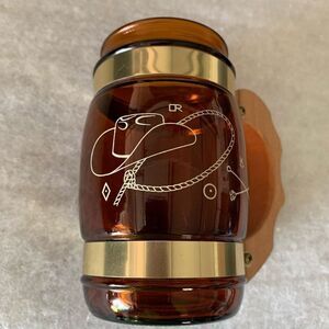 Vintage Siesta Ware Western Cowboy Brown Glass Wooden Handle Mug